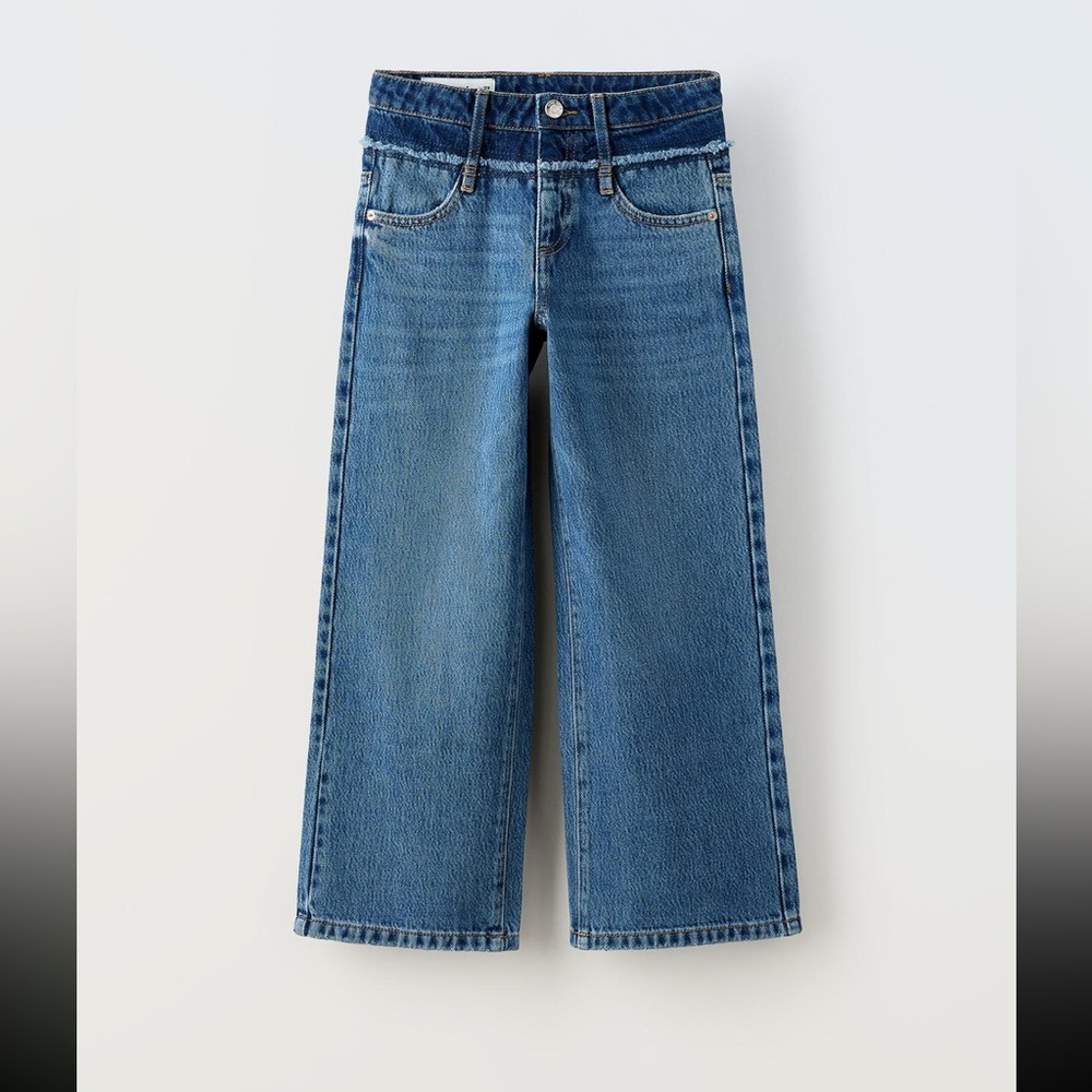 Zara kids, blue, wide leg double waist jeans, 10 years